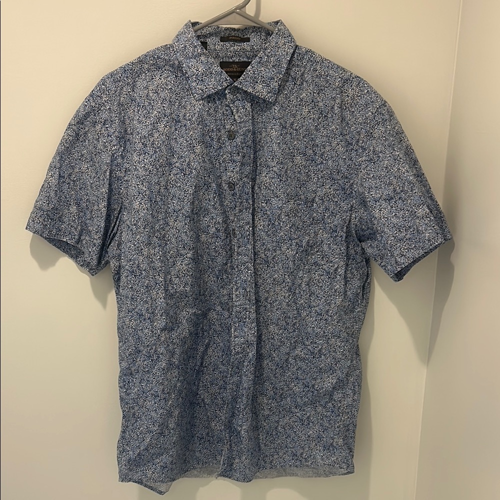 Men's Blue Floral Button-Up Shirt